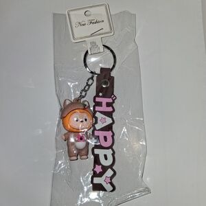 Brown Key Holder with Happy Charm